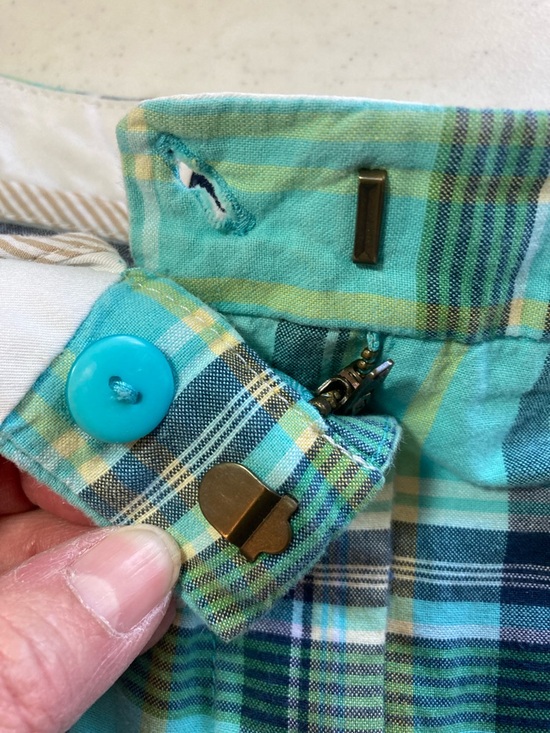 Lands' End Plaid Green & Aqua Bermuda Shorts - Picture 4 of 9